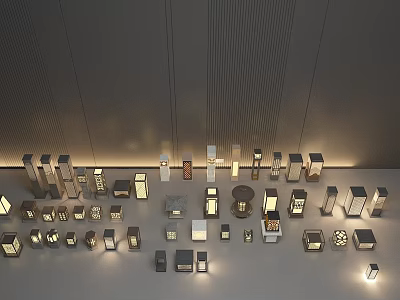 Various Modern Outdoor Lights Design Display With Different Styles And Shapes 3d model