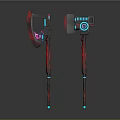 Sci Fi Weapon Set Featuring Axe and Hammer With Mechanical Design and LED Lights