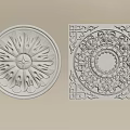 Decorative Ornate White Ceiling Medallions Round And Square With Intricate Patterns 3d model