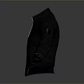 Black Leather Jacket With Zipper And Stand Collar For Casual Daily Wear