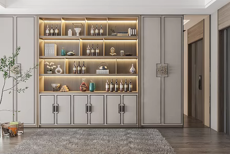 New Chinese Wine Cabinet Decorative Cabinet 3d model