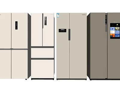 Modern Home Refrigerators Featuring Various Styles Designs and Colors with Digital 3d model