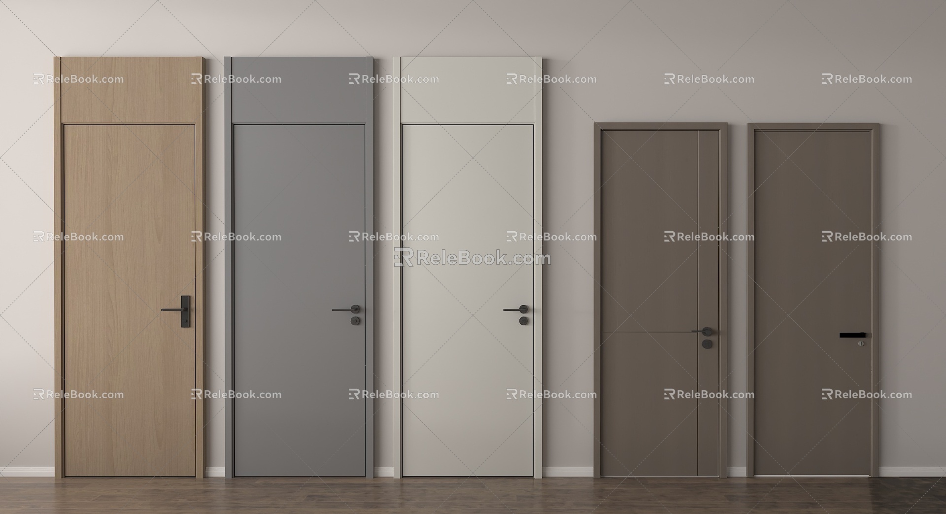 Modern Bedroom Single Door Timber Bedroom Door 3d model