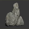 Three Gray Stones With Rough Surface And Natural Texture On Reflective Background
