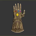 Sculpted Golden Infinity Gauntlet With Intricate Design And Colored Gemstones