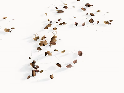 Elegant Brown Leaf Shaped Decorative Ornament Set Scattered On White Background 3d model