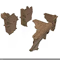 Ancient Building Ruins With Weathered Stone Brick Wall And Arch Fragments