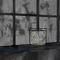 Refreshing Glass Of Beverage With Lime Slices Ice Cubes On Window Sill In Natural Light