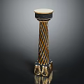 Decorative Spiral Column With Gold Black Pattern Round Top And Ornate Base 3d model
