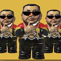 Cartoon Character Decorative Ornament Set With Sunglasses Thumbs Up Red Black Outfit And Yellow Background