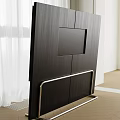 Black Modern TV on Wooden Stand in Contemporary Living Room Interior