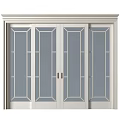 Classic White Frame Sliding Doors Interior Design With Grid Pattern Glass Panels And Smooth Gliding