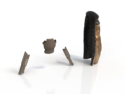Contemporary Furniture Component Design With Wooden Panel And Metal Brackets 3d model