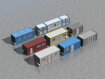 Container Based Industrial Workshop With Colorful Multiple Units And Modern Structure 3d model