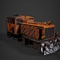 Old Rusty Orange Vintage Locomotive With Classic Metal Body And Details