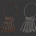 Copper And Silver Hoop Jewelry With Hanging Key Shaped Pendants Fashion Accessories
