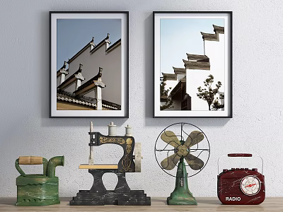 Industrial LOFT fan old object ornaments combination 3d model Industrial LOFT fan old object ornaments combination 3d model