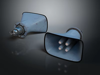 Vintage Blue Computer Speakers with Rustic Design for Desktop PC Setup 3d model