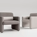 Modern Minimalist Gray And Beige Single Sofa With Sleek Armrests And Comfortable Backrest