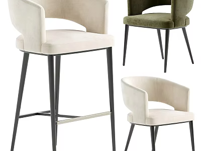 Stylish Leisure Accent Chairs With Velvet Upholstery And Metal Legs In Beige Green 3d model