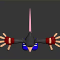 Gray Cartoon Character With Red Arm Bands Blue Shoes And Open Arms Pose