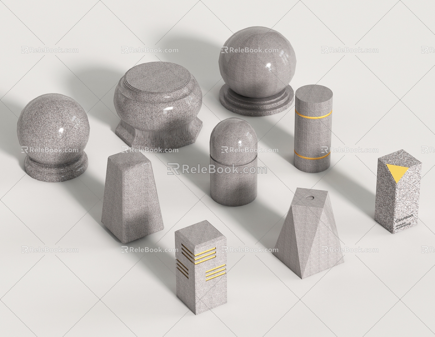 Modern stone pier roadblock stone car block stone partition stone stone pillar 3d model