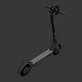 Modern Black Electric Scooter Featuring Two Wheels And Yellow Deck Stripe