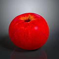 Fresh Shiny Red Apple on Gray Background with Reflective Surface