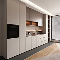 Modern Minimalist Sideboard With White Cabinets Drawers Open Shelves And Decorative Items