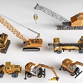 Construction Machinery Bulldozer Excavator Crane Crane 3d model