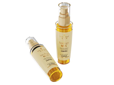 Premium Facial Serum Bottles With Golden Cap And Hydrating Liquid For Skincare 3d model