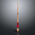 Slender Wooden Baton With Red Middle Section Black Ring And Light Colored Ends 3d model