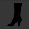 Black Leather Lace Up Knee High Boots Shoes with High Heel and Classic Design