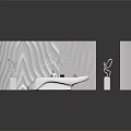 Modern Luxury Streamlined White Furniture With Silver Wavy Walls Reflective Floor And Sculpture Base
