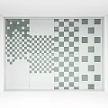 Modern Glass Partition With Black And White Checkerboard Pattern Design 3d model