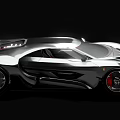 Futuristic Black Sports Car With Sleek Aerodynamic Body And Red Wheels