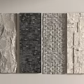 Various Textured Stone Background Wall With Slate Block Tile And Brick Patterns 3d model