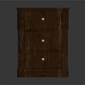 Wooden Brown Nightstand With Three Drawers And Gold Knobs Classic Design