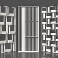 Modern White Room Dividers With Geometric Lattice And Vertical Slat Design