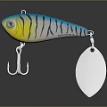 Colorful Yellow Blue Black Striped Fishing Lure Hard Bait With Hooks And Spinner Blade