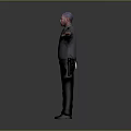 Game And Movie Character In Gray Uniform With Black Tie Arms Outstretched