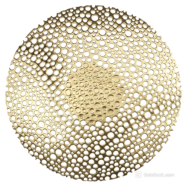 Gold Circular Perforated Decorative Wall Lamp For Modern Home Interior Lighting 3d model 