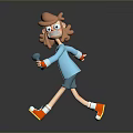 3D Stylish Cartoon Character With Pink Hair Blue Outfit And Red Shoes Walking
