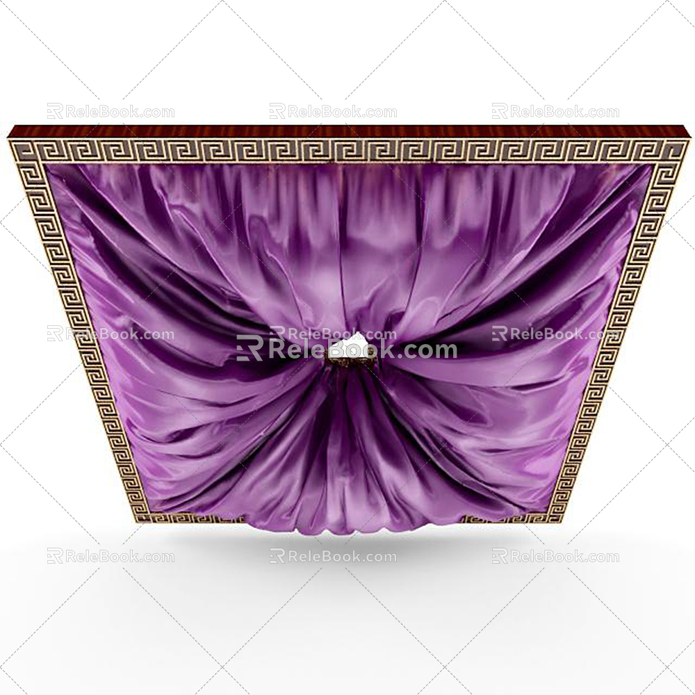 New Chinese Style Cloth Curtain with Canopy and ceiling 3d model