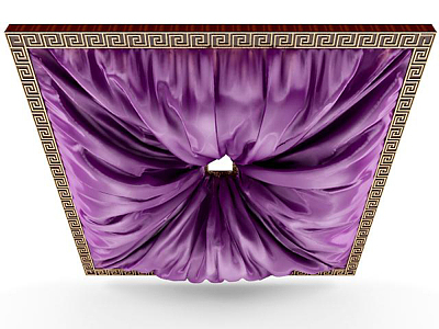 New Chinese Style Cloth Curtain with Canopy and ceiling 3d model