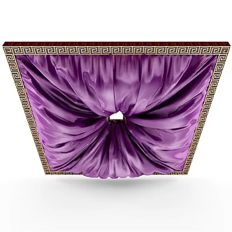 New Chinese Style Cloth Curtain with Canopy and ceiling 3d model