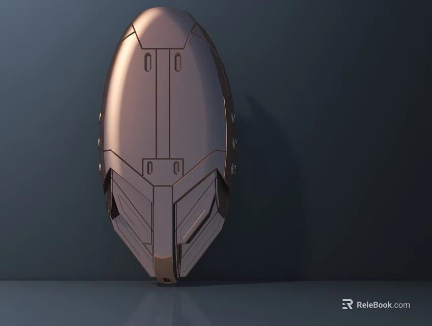 Metallic Sculpture with Geometric Lines and Structured Design on Dark Background 3d model