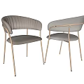 Modern Elegant Dining Chairs With Beige White Upholstery And Gold Metal Legs