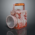 Vintage Rustic Square Furniture With Rusty Red Finish Wooden Handle And Circular Opening