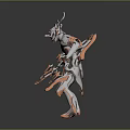 Sci-Fi Character And Biomechanical Creature With Metallic Silver Red Design Sharp Edges And Futuristic Armor